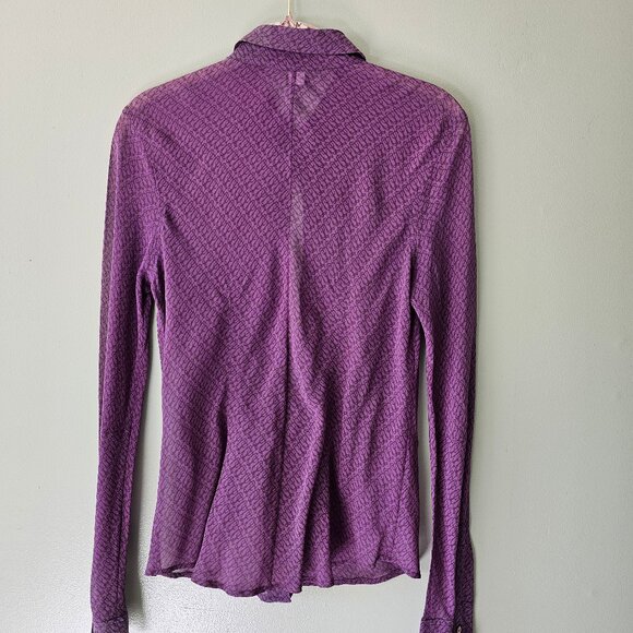 Vintage Banana Republic Sheer Purple Silk Blouse Size M - Picture 2 of 3